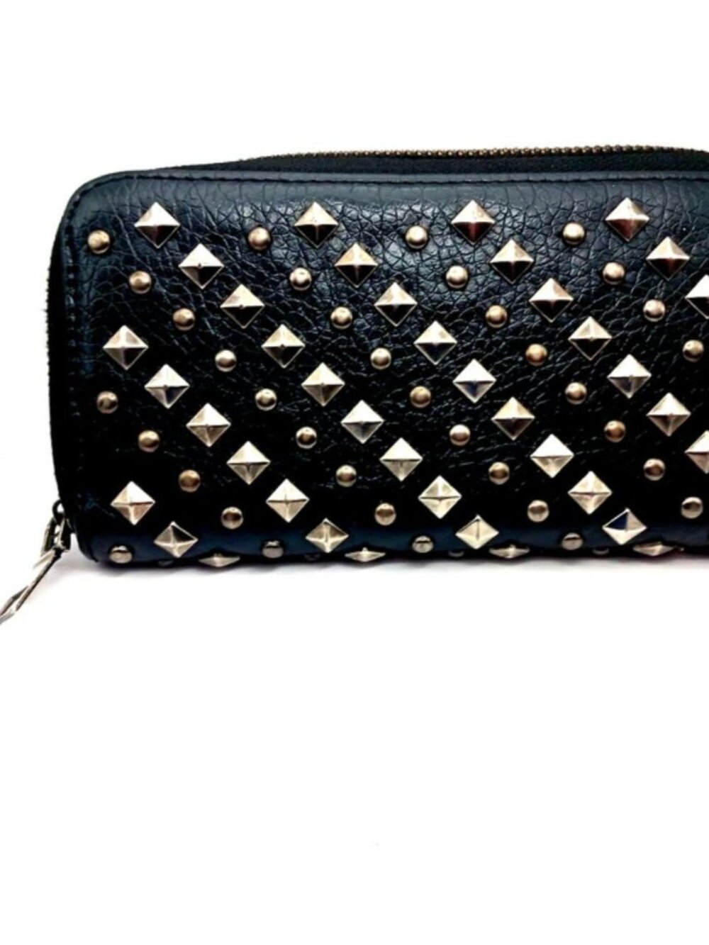 Gothic Multi Studded Black Long Wallet Faux Leather